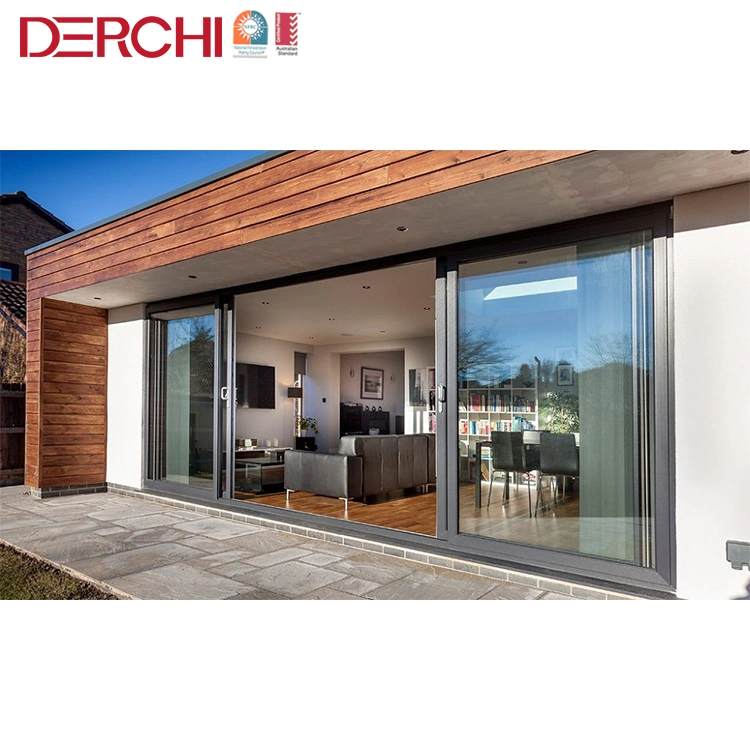 Double Tempered Glass Exterior Aluminum Sliding Doors Hurricane-Proof and Water-Proof Exterior Balcony Side Patio Door