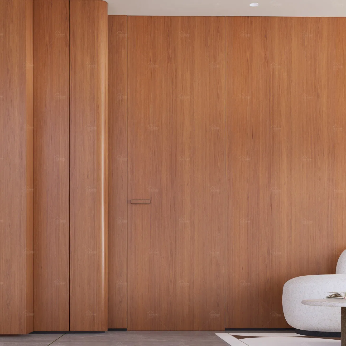 American Approved Custom House Swing Natural Veneer Hidden Interior Door with Aluminum Profile