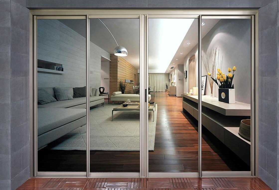 Custom Aluminum Window Door Profile Aluminium Residential Thermal Break 3 Track Sliding Door with Heat Insulated