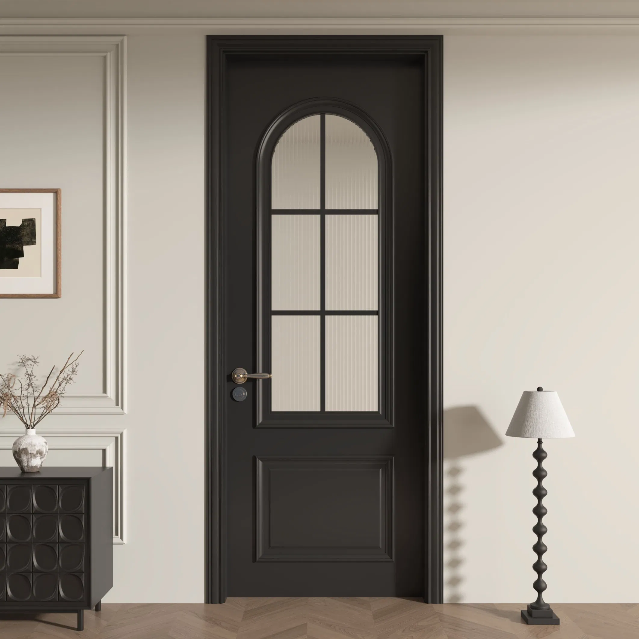 Factory Bestprice Wooden Glass Door French Design Wood Wooden Aluminum Automatic Door for Bathroom Kitchen Wardrobe Room Customization Private Label Available