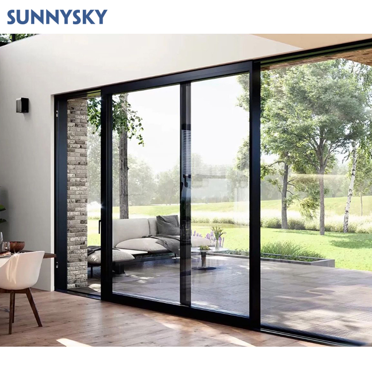 Sunnysky Factory Wholesale Price Australian Standard Aluminum Alloy Sliding French Doors with Double Glass