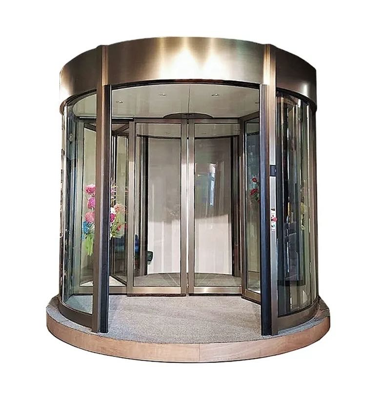 Commercial Shopfront Restaurant Auto Double Swing Three Wing Revolving Glass Door