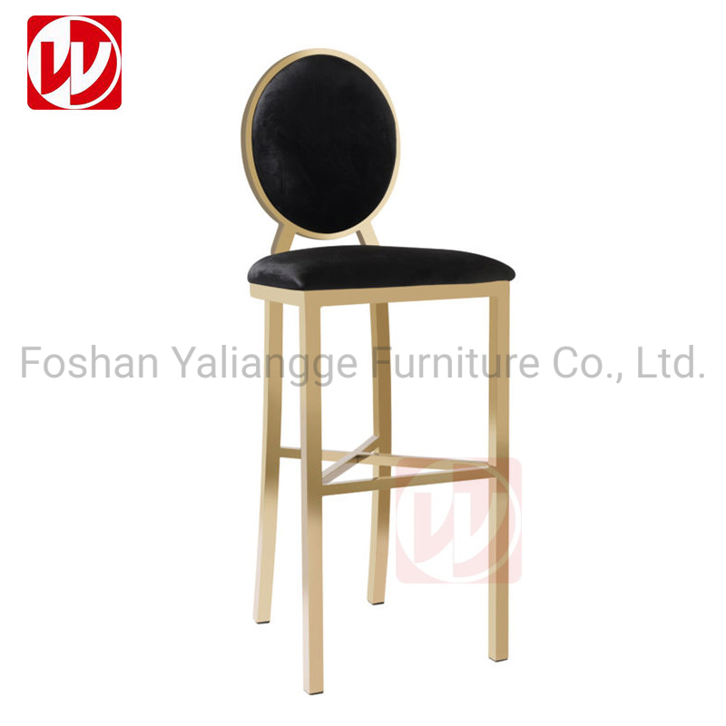 كرسي بار مطبخ من الفولاذ المقاوم للصدأ اللامع مع مخمل ناعم، مناسب للفنادق والمطاعم