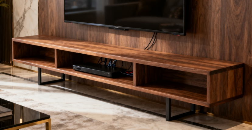 أرفف تلفاز أنيقة من الخشب الصلب لغرف المعيشة الحديثة