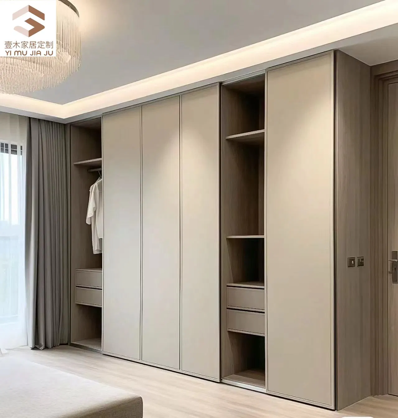أثاث غرفة نوم جودريش مصنوع من خشب الساج حسب الطلب مع تصميم أدراج، مركز منزلي، خزانة ملابس حديثة بزاوية، خزانة من البلاستيك وMDF وزجاج