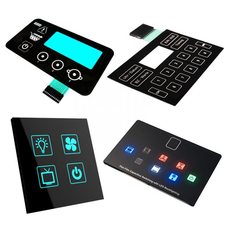 Capacitive Touch Acrylic Control Panel PC Tempered Glass LED Panel Digital LED Backlight Membrane Switch