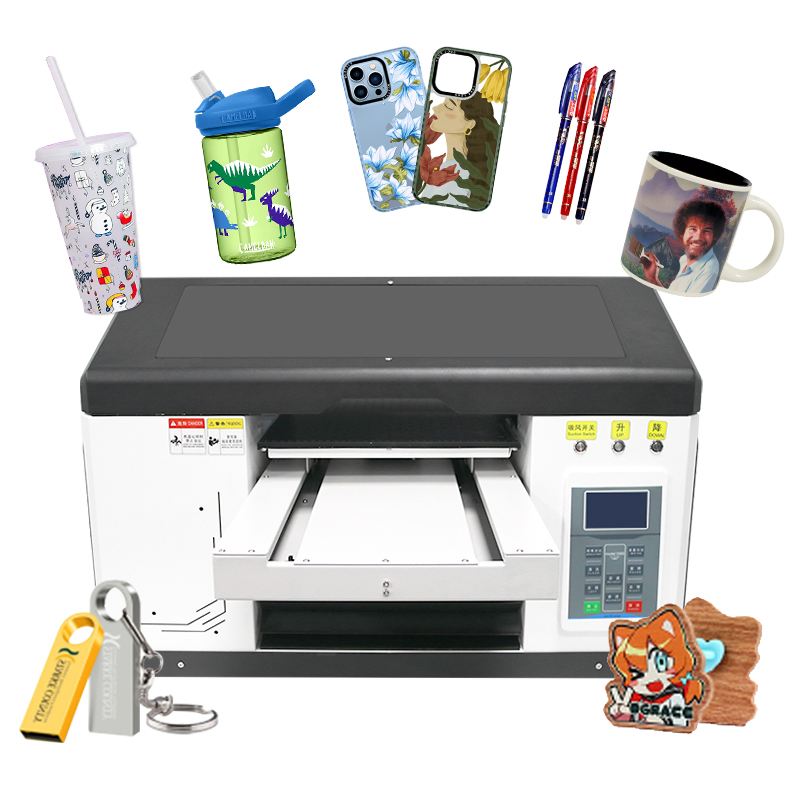 Mini Small Digital Inkjet Flatbed ID Card Bottle Printing Machine Rotary Cylinder UV Flat Bed Printer for Ceramic