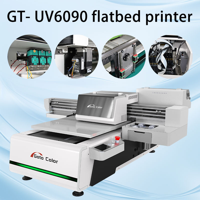 6090 A1 Pen Bottle Stone Glass PVC Wood Acrylic Cup Crystal Label Printing Machine UV Printer Inkjet Flatbed UV Digital Canvas Cellphone Printer with Rotary
