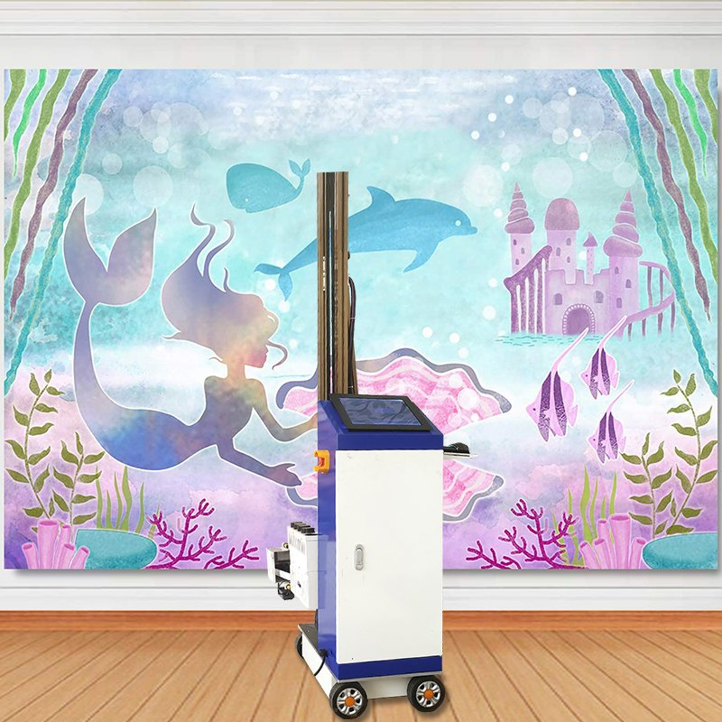 Wall Printer Wall Printing Machine Inkjet Printer Vivid Colors Concrete Tiles Ceramics Cmykw UV Stampante Rails with Wheels