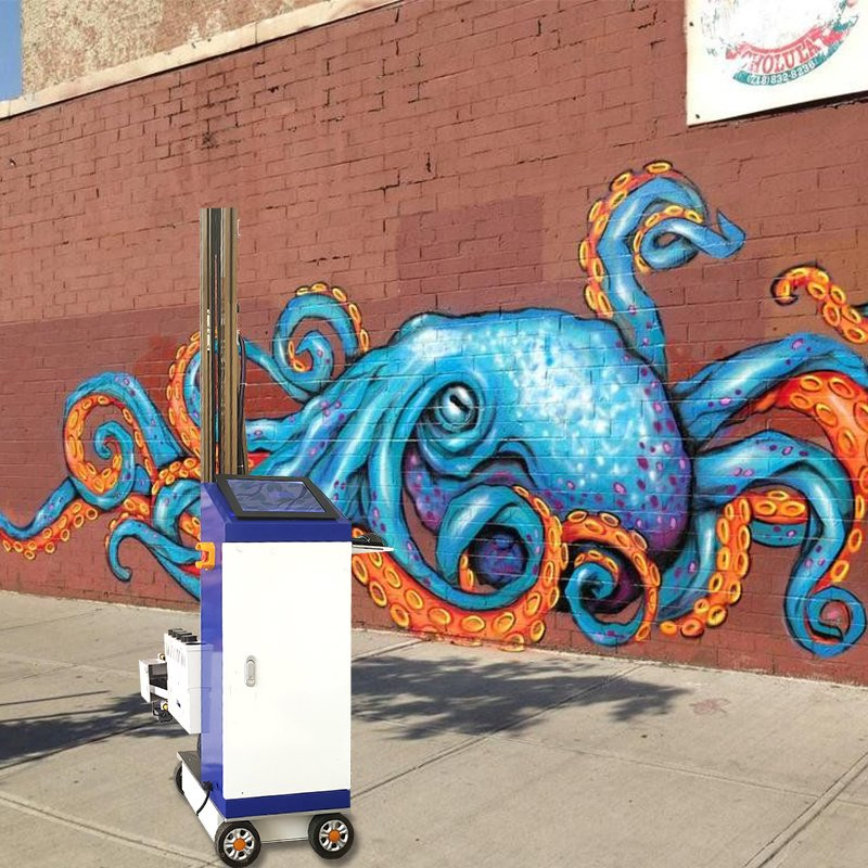 Wall Printer Wall Printing Machine Inkjet Printer Vivid Colors Concrete Tiles Ceramics Cmykw UV Stampante Rails with Wheels