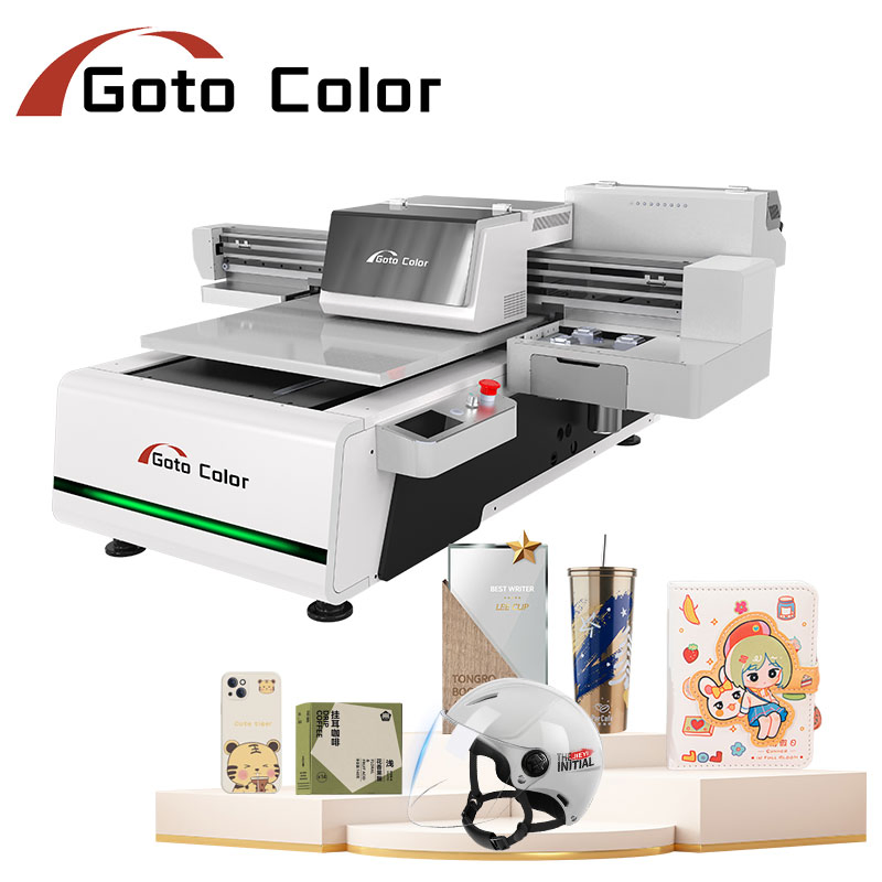 6090 A1 Pen Bottle Stone Glass PVC Wood Acrylic Cup Crystal Label Printing Machine UV Printer Inkjet Flatbed UV Digital Canvas Cellphone Printer with Rotary