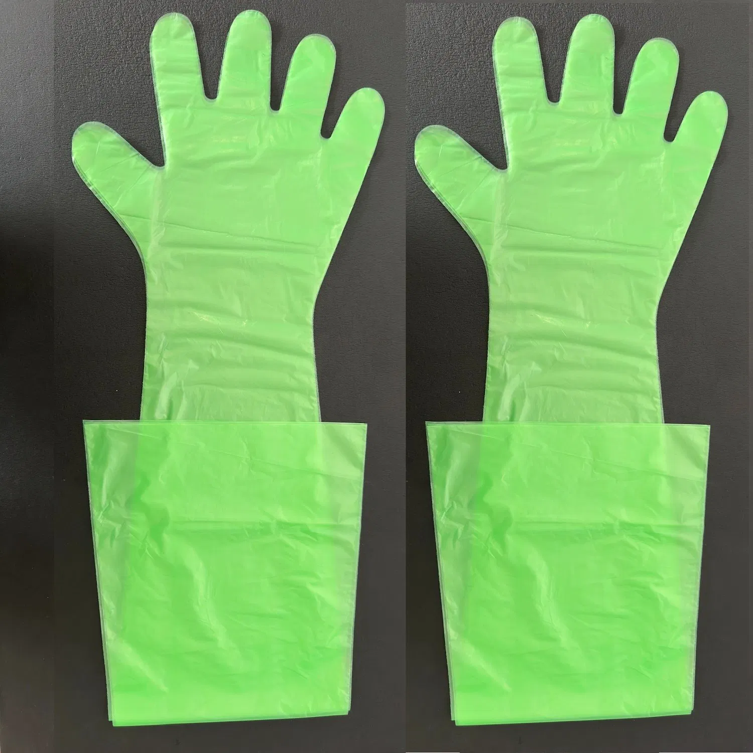 Custom Length Biodegradable Green Color Plastic PE PVC Single Use Industrial Gloves Catering Food Contact Sterile Disposable Gloves