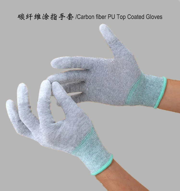 Anti Static Carbon Fiber PU Coated ESD Palm Fit Gloves
