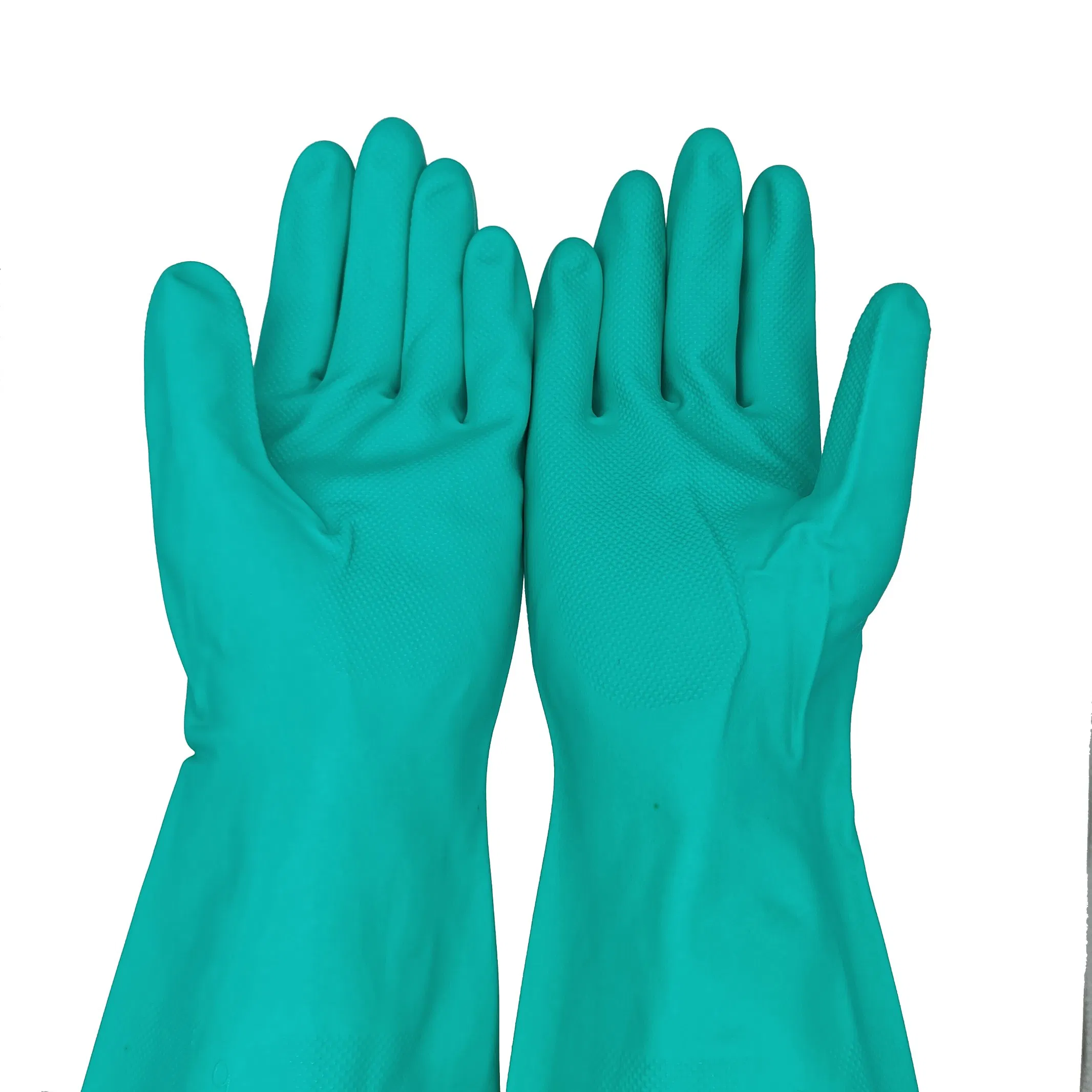 Waterproof Heavy Duty Gloves Green Nitrile Guantes De Nitron Guante Nitrilo Industrial