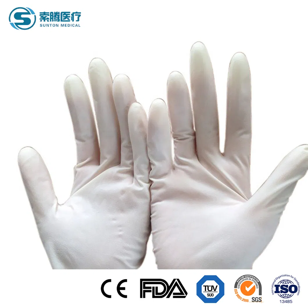 Sunton Ultraviolet Light Disinfecting Type Surgical Gloves China White Color Surgical Gloves Manufacturer Sterile Cheap Surgical Gloves M L S Size Latex Gloves