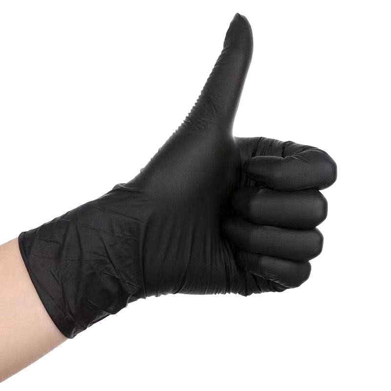 100PCS/Box Chemical Resistant Medical Cooking Cleaning Disposable Black Nitrile Gloves
