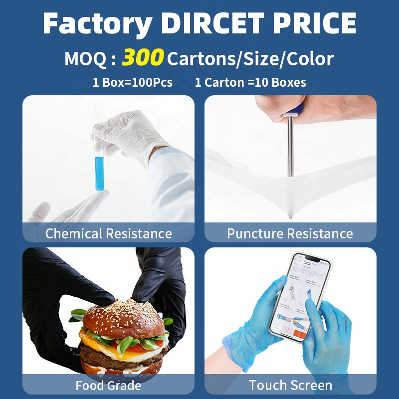 Disposable Nitrile Finger Wholesale Latex Vinyl Safety Examination Protective PVC Rubber Embossed Gloves