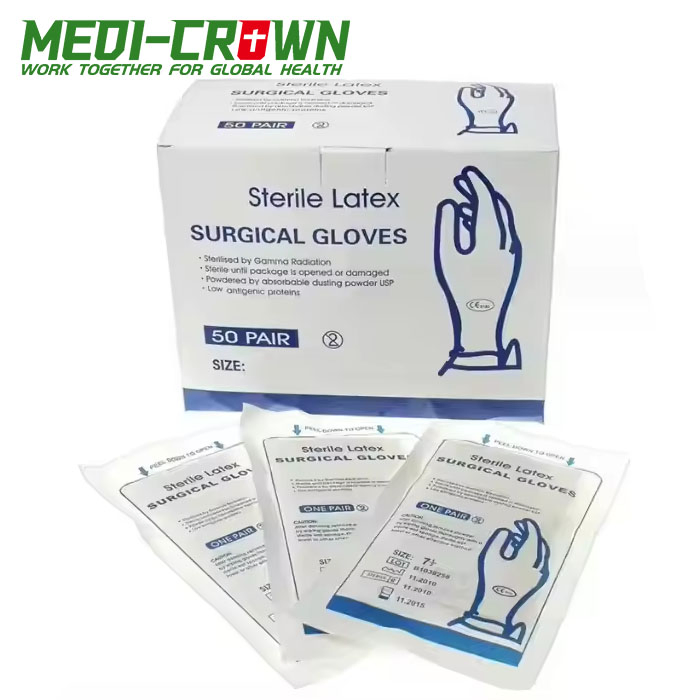 Medical Disposable Latex Sterile Powder Free or Powdered Surgical Gloves