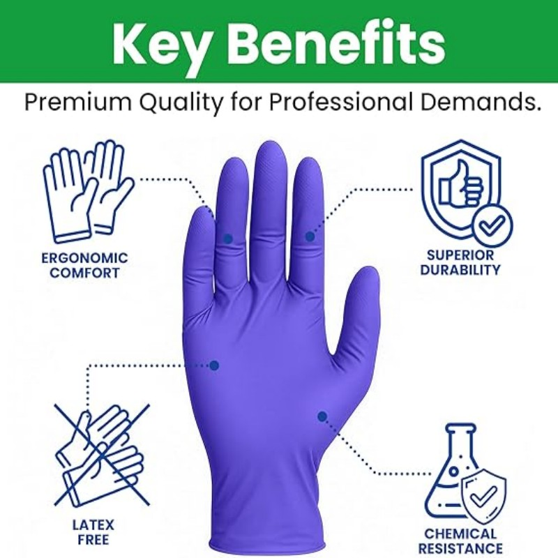 Biodegradable Gloves - Black Nitrile Disposable Gloves - Medical Exam and Food Safe