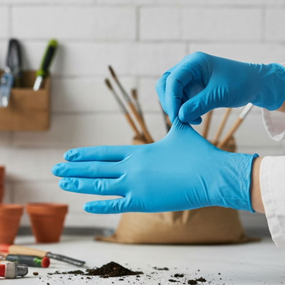 Smooth Blue Vitrile Gloves Blened Vinyl Nitrile Gloves with Good Tensile Resistance for Examination, Laboratory, Food, Household