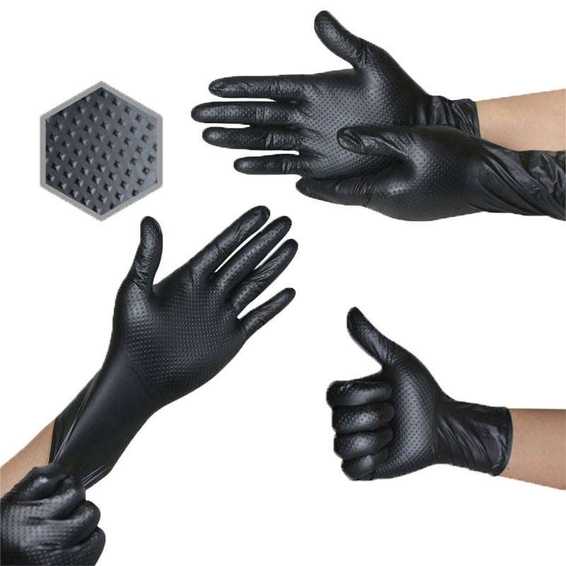 Industrial Black Nitrile Gloves Disposable Safety Gloves Car Repair Powder-Free Heavy Duty