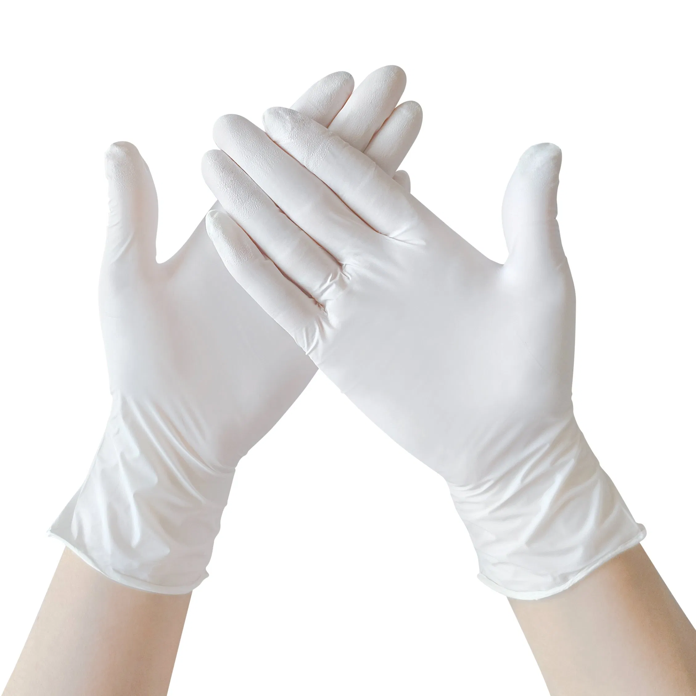 4mil Finger-Textured White Nitrile Disposable Gloves Powder-Free Chemical Resistant Touchscreen Compatible for Household Use