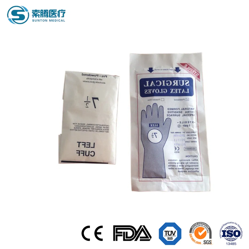 Sunton Ultraviolet Light Disinfecting Type Surgical Gloves China White Color Surgical Gloves Manufacturer Sterile Cheap Surgical Gloves M L S Size Latex Gloves