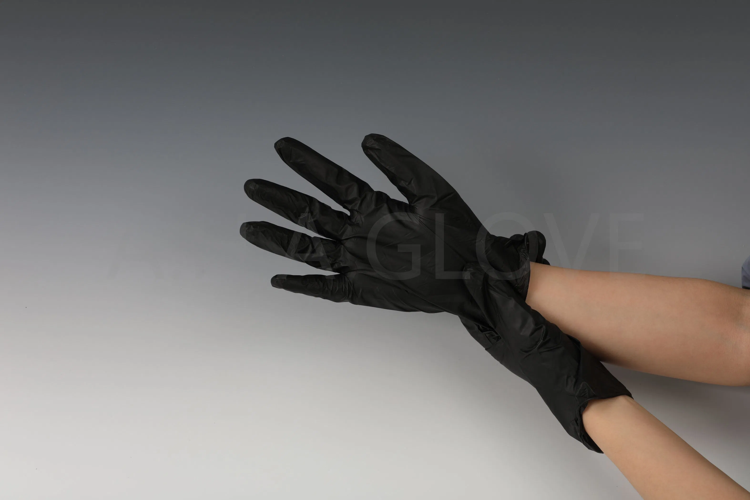 9in 240mm Disposable Powder Free Protective Work Black Vinyl Gloves Disposable Black PVC Gloves