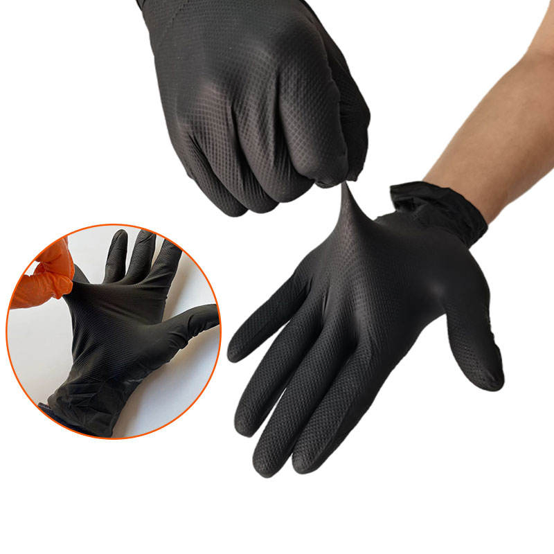 Industrial Black Nitrile Gloves Disposable Safety Gloves Car Repair Powder-Free Heavy Duty