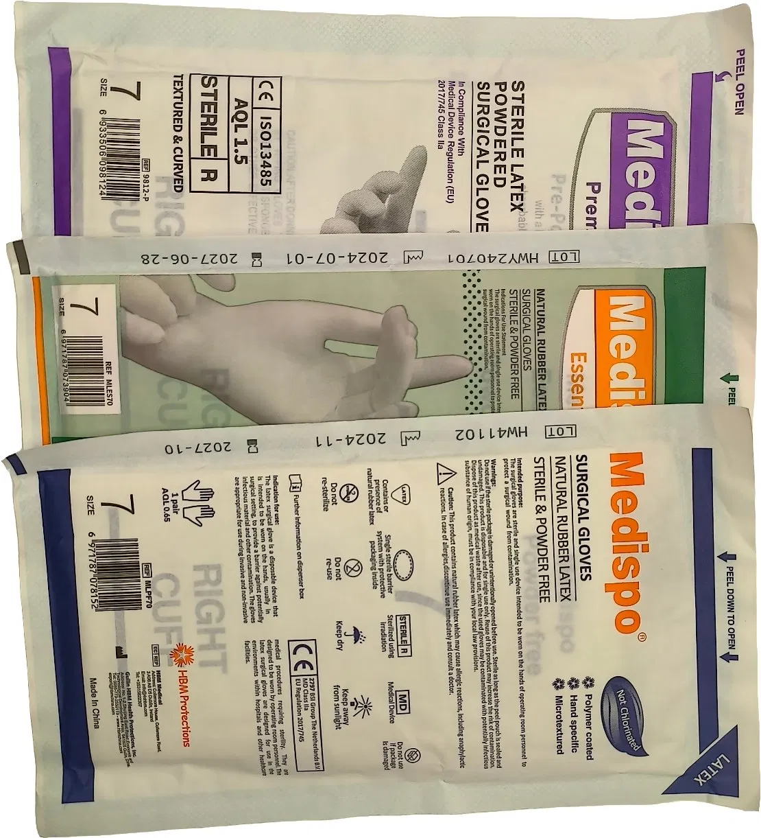 Sterile &amp; Powder-Free Natural Rubber Latex Surgical Gloves Series Not Chlorinated Size 7 Cross-Border Supply