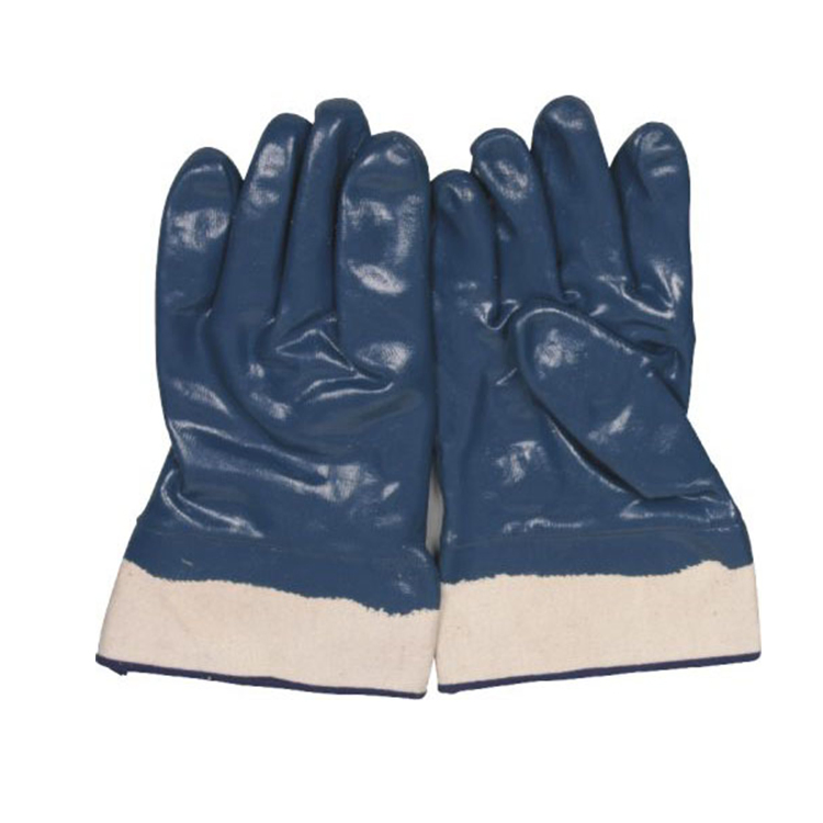 N52001 Heavy Duty Blue Nitrile Industrial Rubberized Cuff Rough Surface Safety Gloves