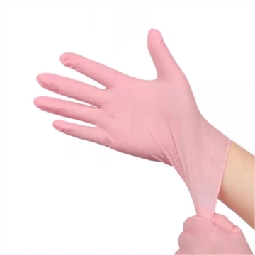 Disposable Nitrile Pink Gloves Chemical Resistant Powder-Free Latex-Free, Guantes Nitrilo. Gants