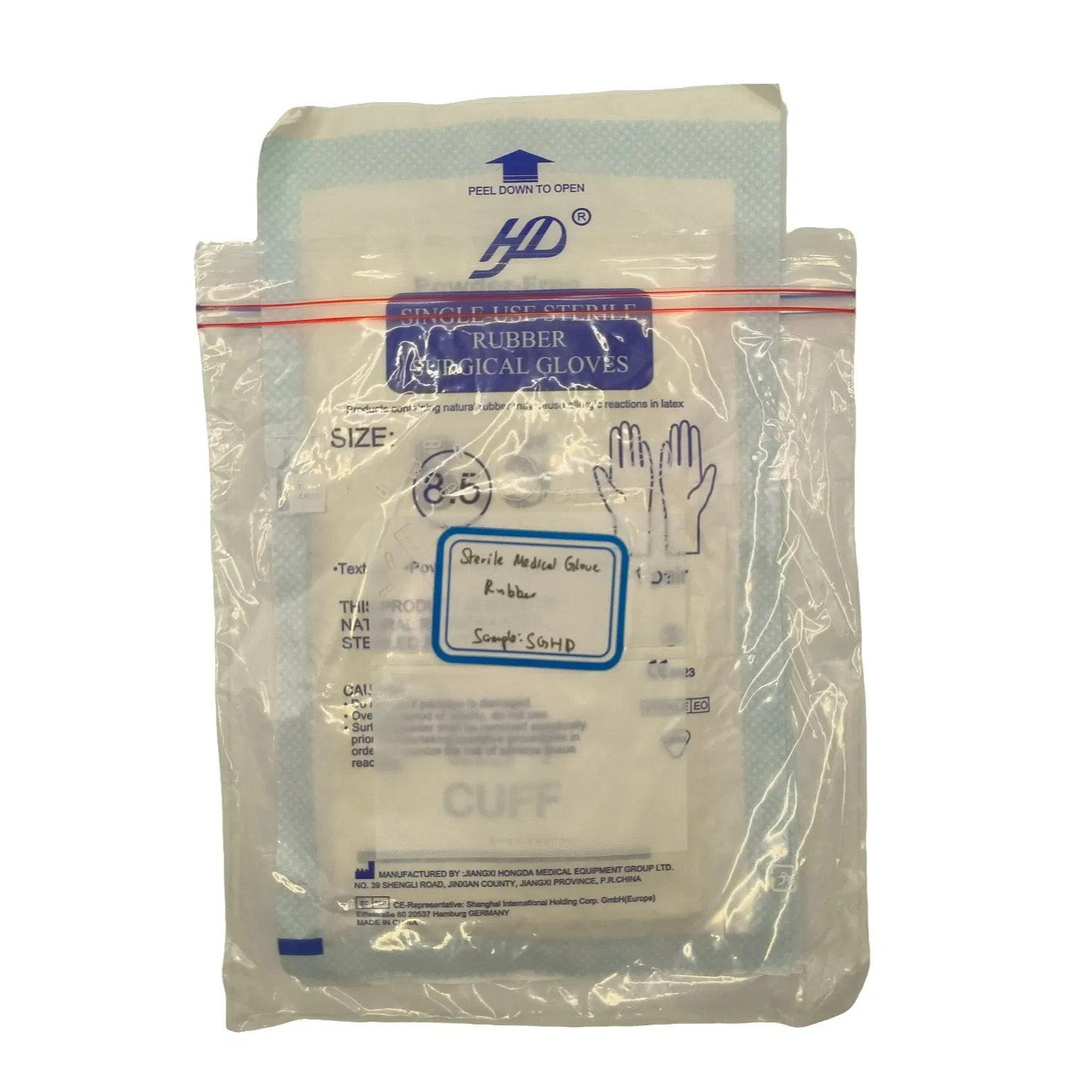 Sterile Surgical Gloves Natural Rubber Powder-Free Textured Finger Curved Size 8.5 Made in China