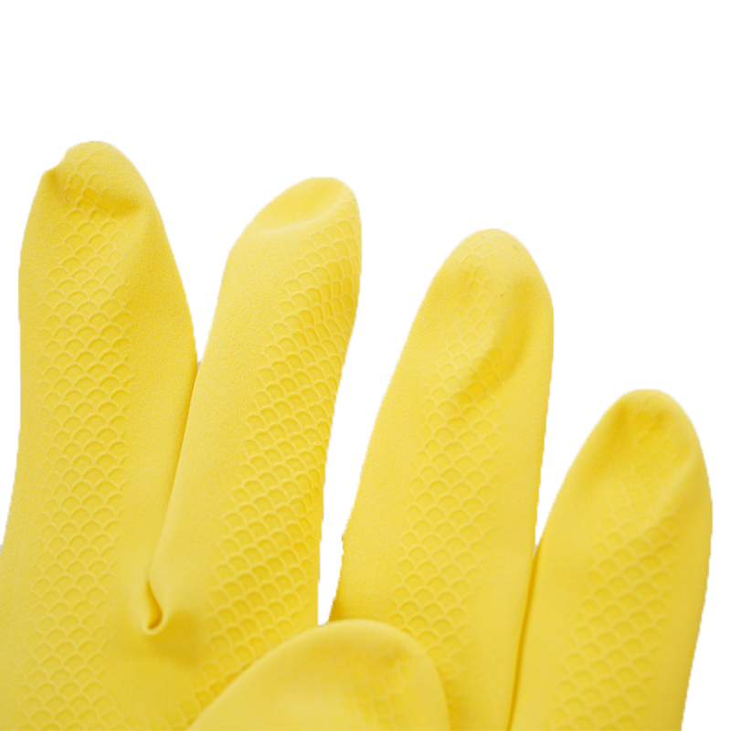 DDSAFETY Direct Factory ODM Multi Purpose Latex Glove Yellow Disposable Durable Household Textured Chemical Resistant spray cotton flock lining