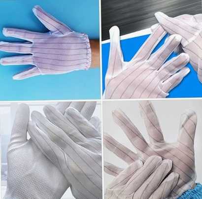 Striped Anti-Static ESD Gloves Comfortable Light Fit Gloves Practical Professional