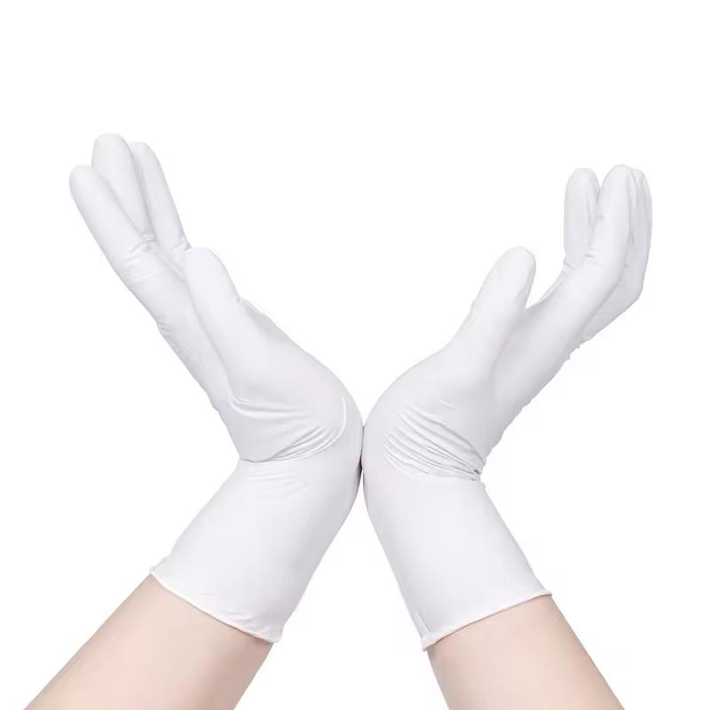 12" Hot Selling Waterproof White Disposable Biodegradable Clean Nitrile Glove