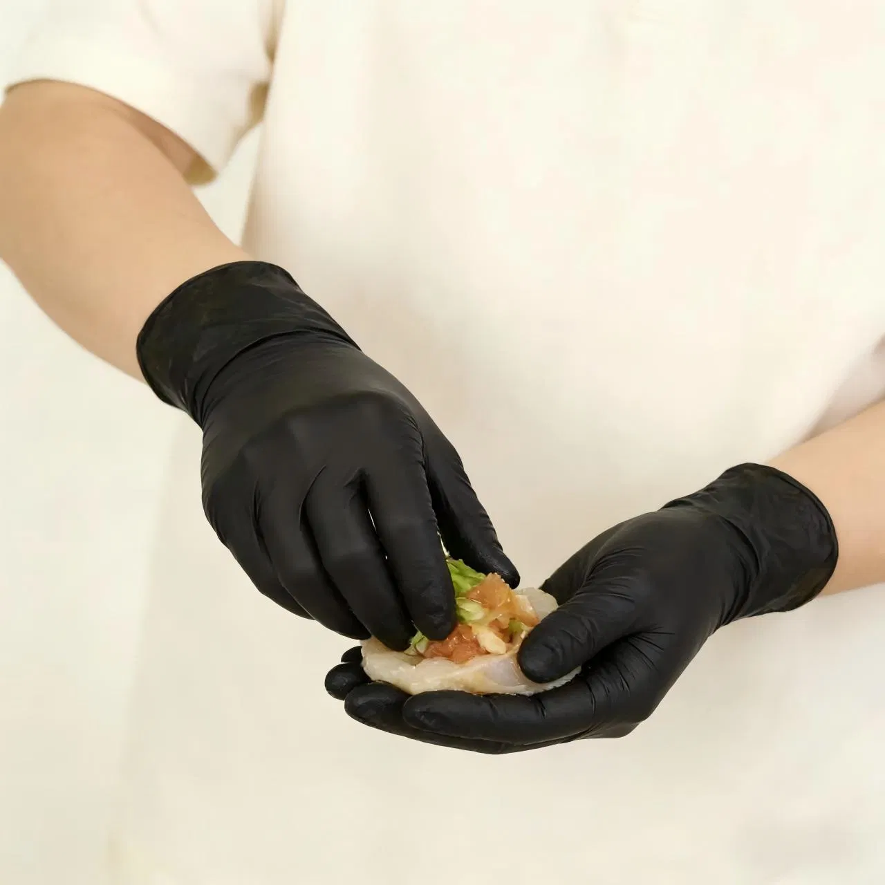 Black Vitrile (Vinyl Nitrile Blended) Hybrid Gloves for Kitchen &amp; Food Service