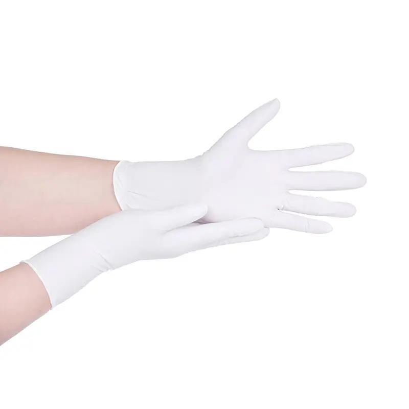 12" Hot Selling Waterproof White Disposable Biodegradable Clean Nitrile Glove