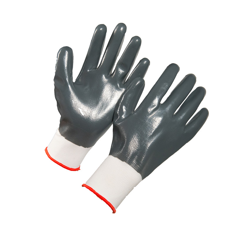 13G Polyester Oil Resistant Heavy Duty Industrial Nitrile Gloves
