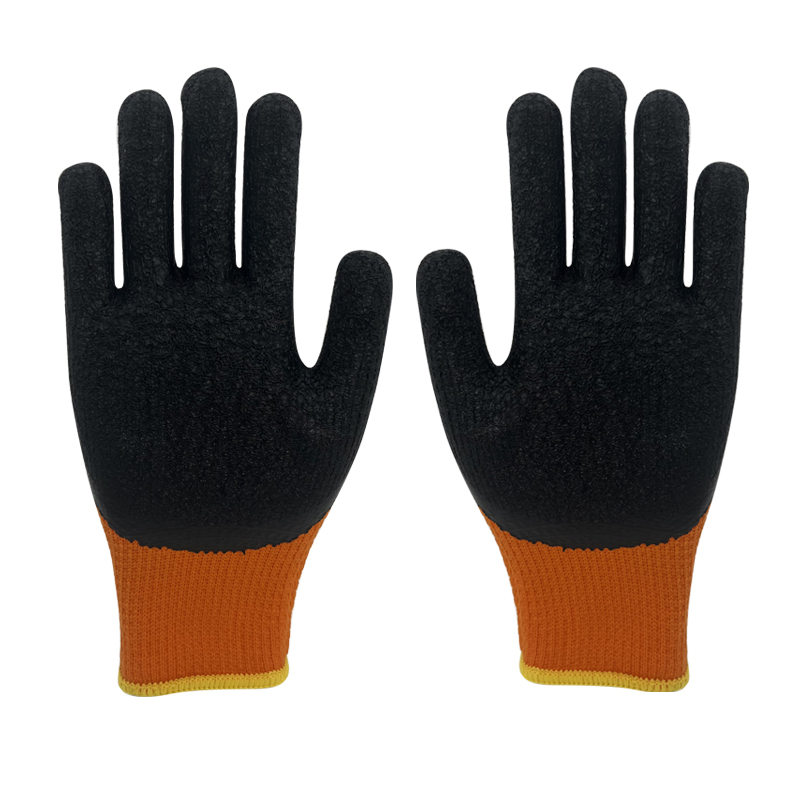 Protective Gloves Winter Warm Wool Circle Vinyl Latex Wrinkle Gloves Printed Logo Plus Velvet Anti-Freeze Wear Gloves