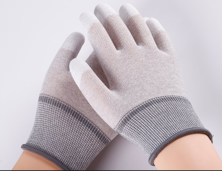 Carbon Fiber Antistatic ESD Safety PU Finger Coated Top Fit Gloves