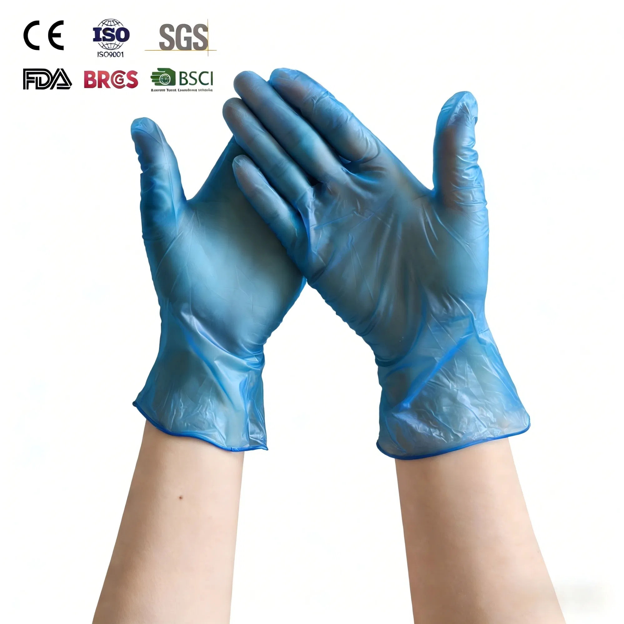 Blue Black Black White Clear Color Disposable Vinyl Protective Gloves Powder Free with ISO, CE, FDA Certificated