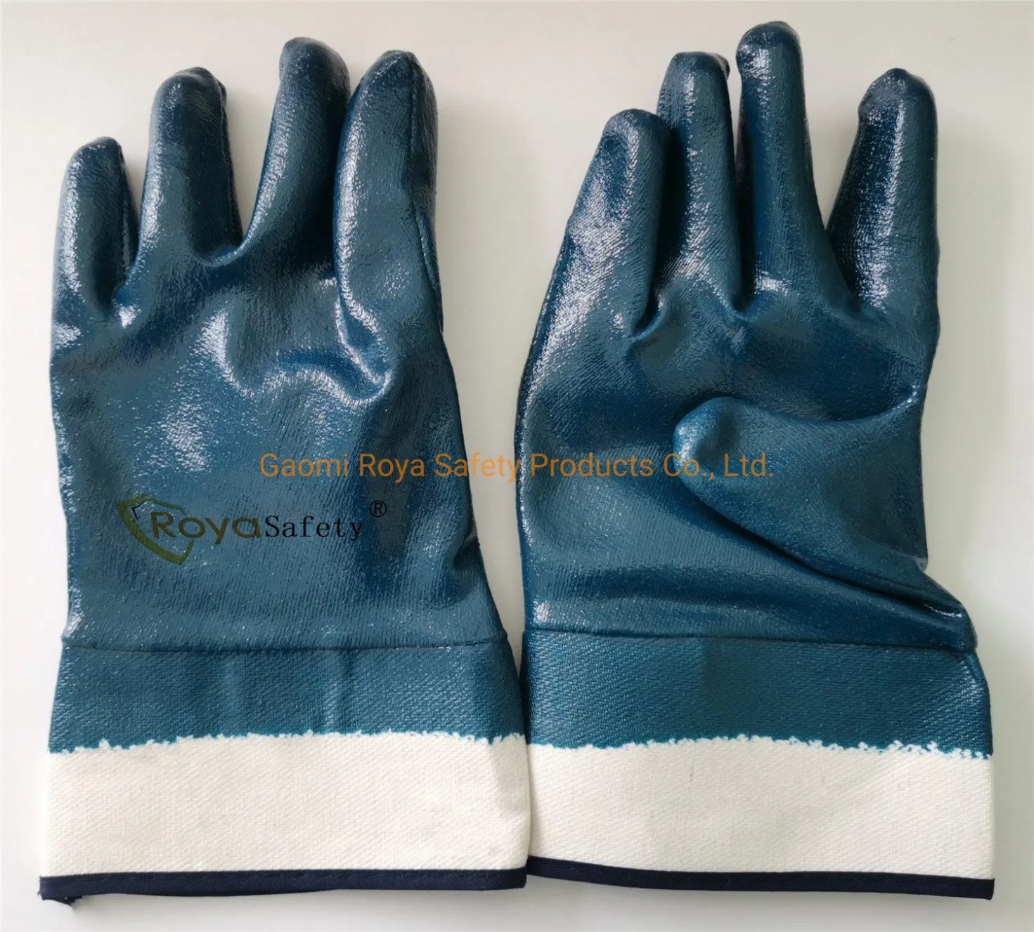 Cotton Jersey Safety Cuff Gloves Nitrile Fully Coated Industrial Oil Proof Gloves/Oil Exploitation Industrial Gloves /Heavy Duty Work Gloves Men