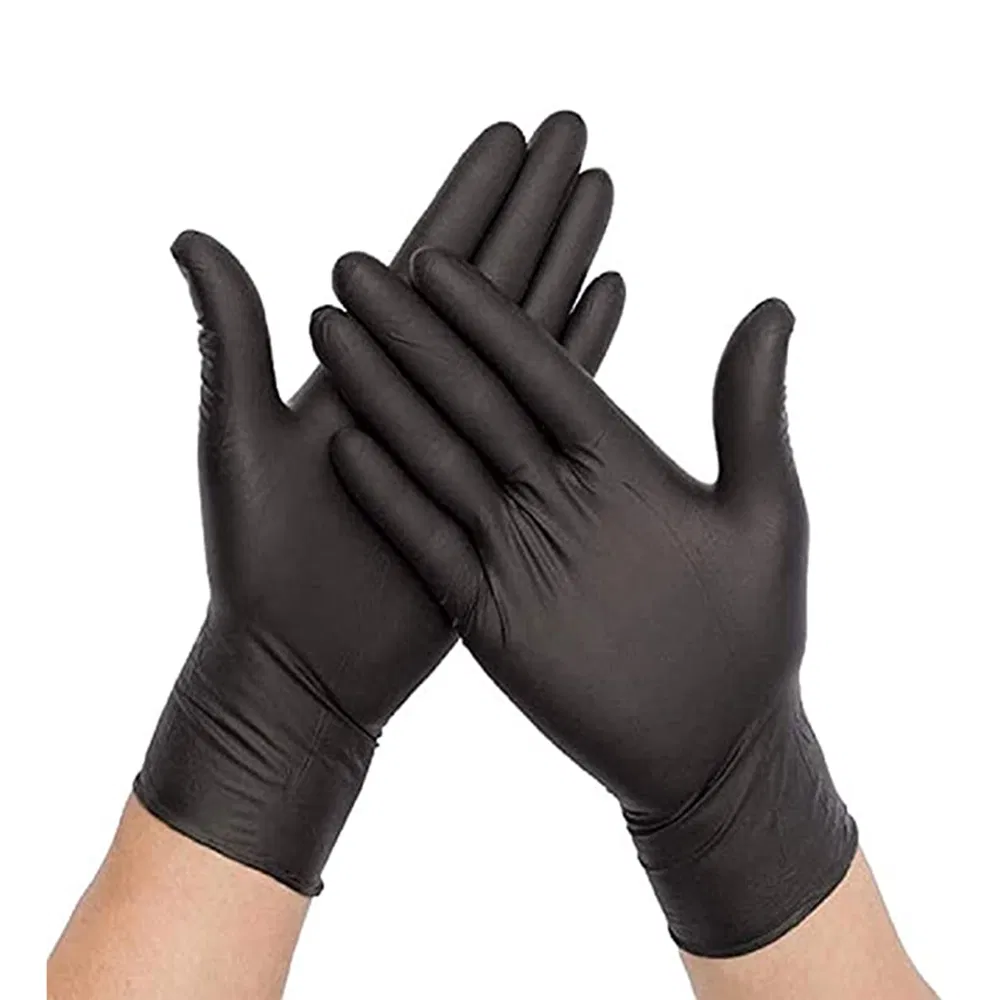 Disposable Black Nitrile Gloves, 6 Mil Heavy-Duty Gloves, Latex-Free Powder-Free, Suitable for Industrial Use, Mechanical Maintenance and Janitorial Work