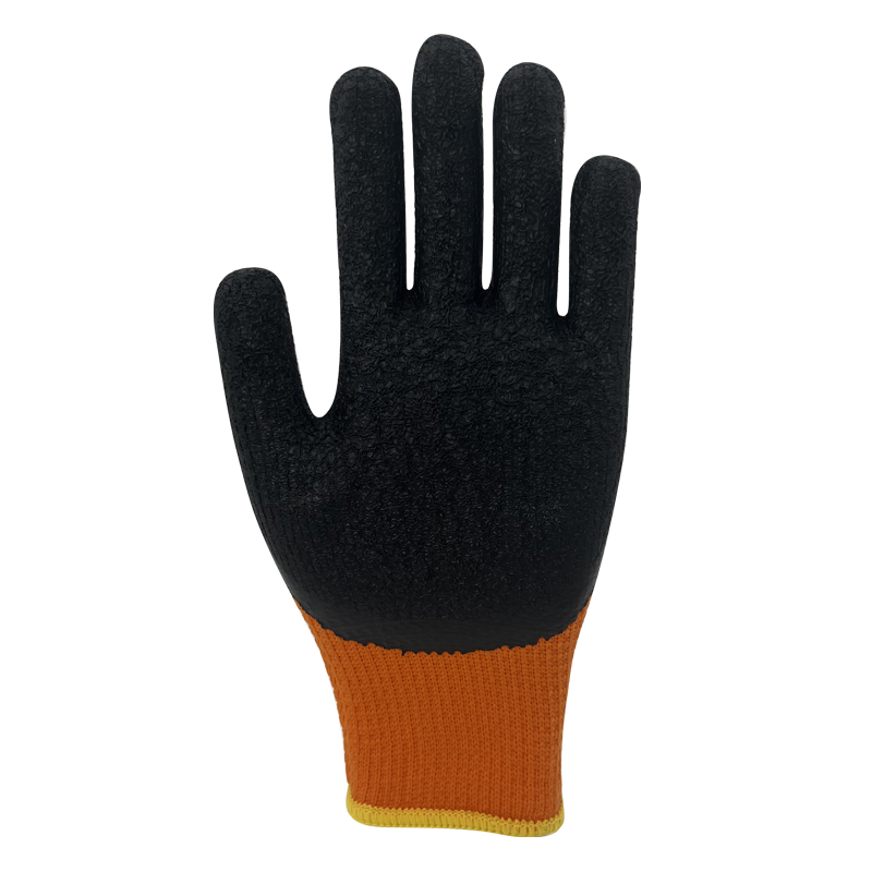 Protective Gloves Winter Warm Wool Circle Vinyl Latex Wrinkle Gloves Printed Logo Plus Velvet Anti-Freeze Wear Gloves