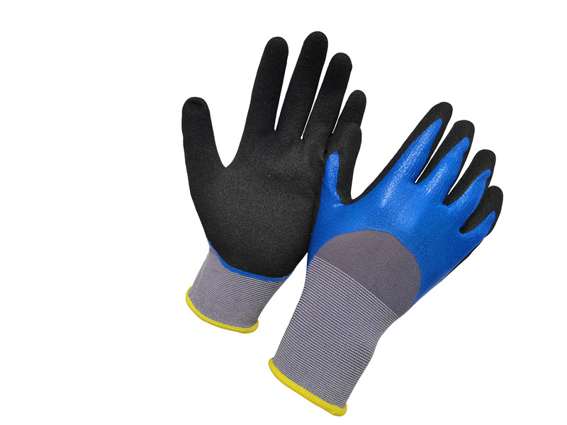 13G Polyester Oil Resistant Heavy Duty Industrial Nitrile Gloves