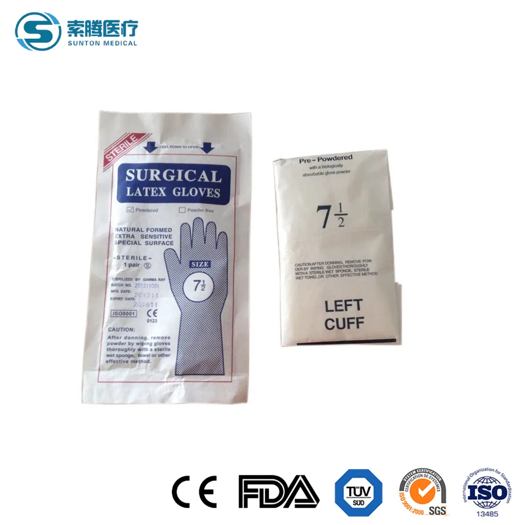 Sunton Wear-Resistant Surgical Gloves Low Price Sterile Surgical Gloves China Disposable Latex Gloves Manufacturers Free Sample Examination Surgical Gloves