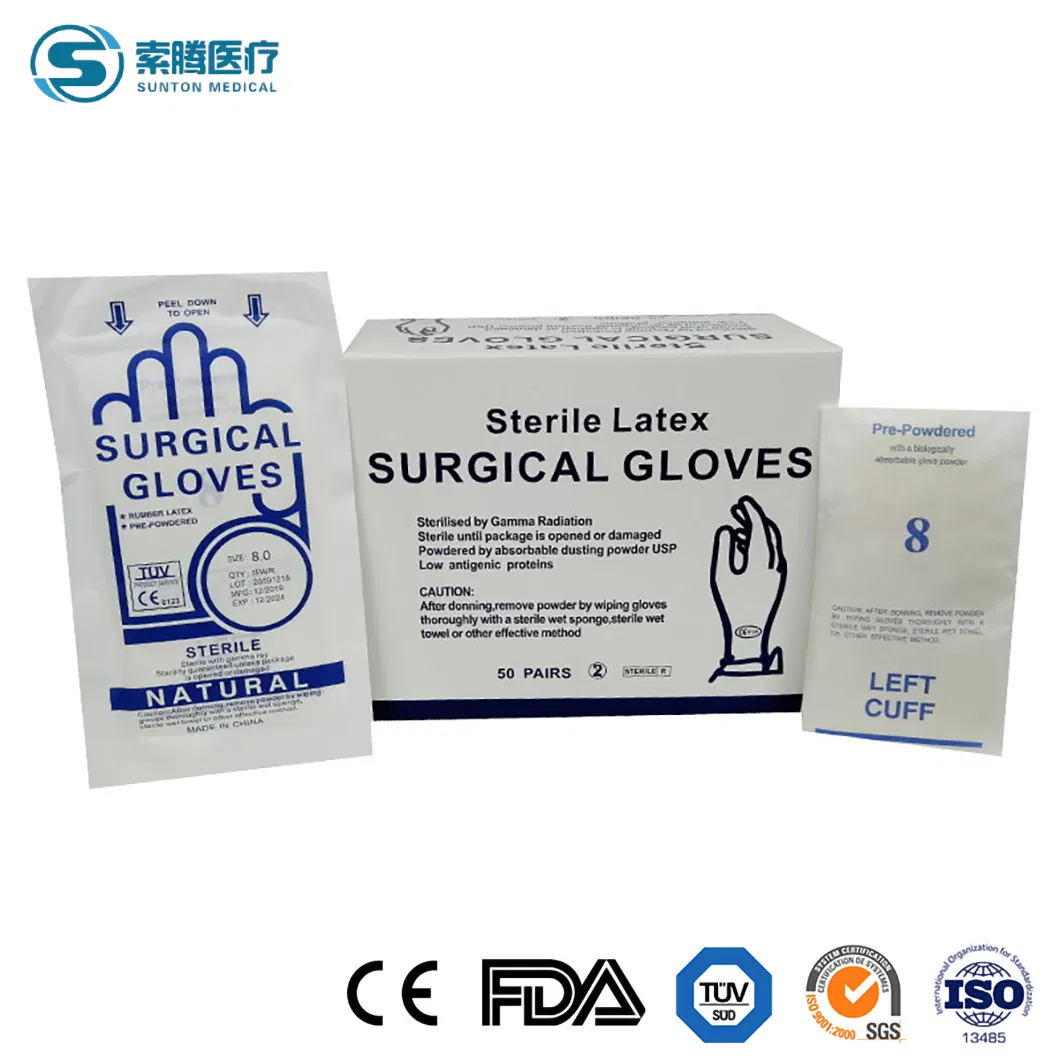 Sunton Cheap Latex Gloves Sterile Latex Gloves China CE Quality Certification Sterile Surgical Gloves Manufacturing High-Quality Disposable Surgical Gloves