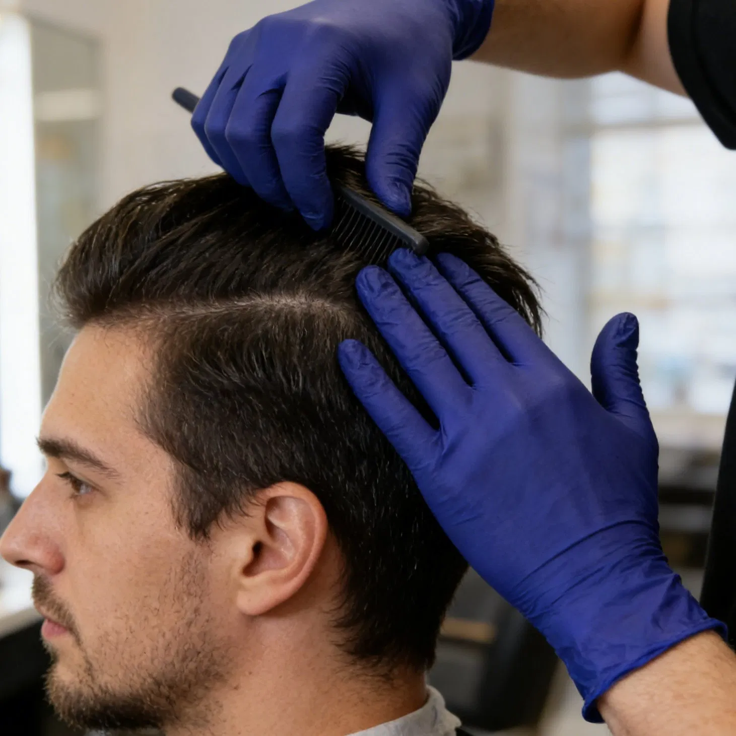 Chemical Resistant Disposable Cobalt Blue Nitrile Gloves Ideal Hair Coloring Salon Applications