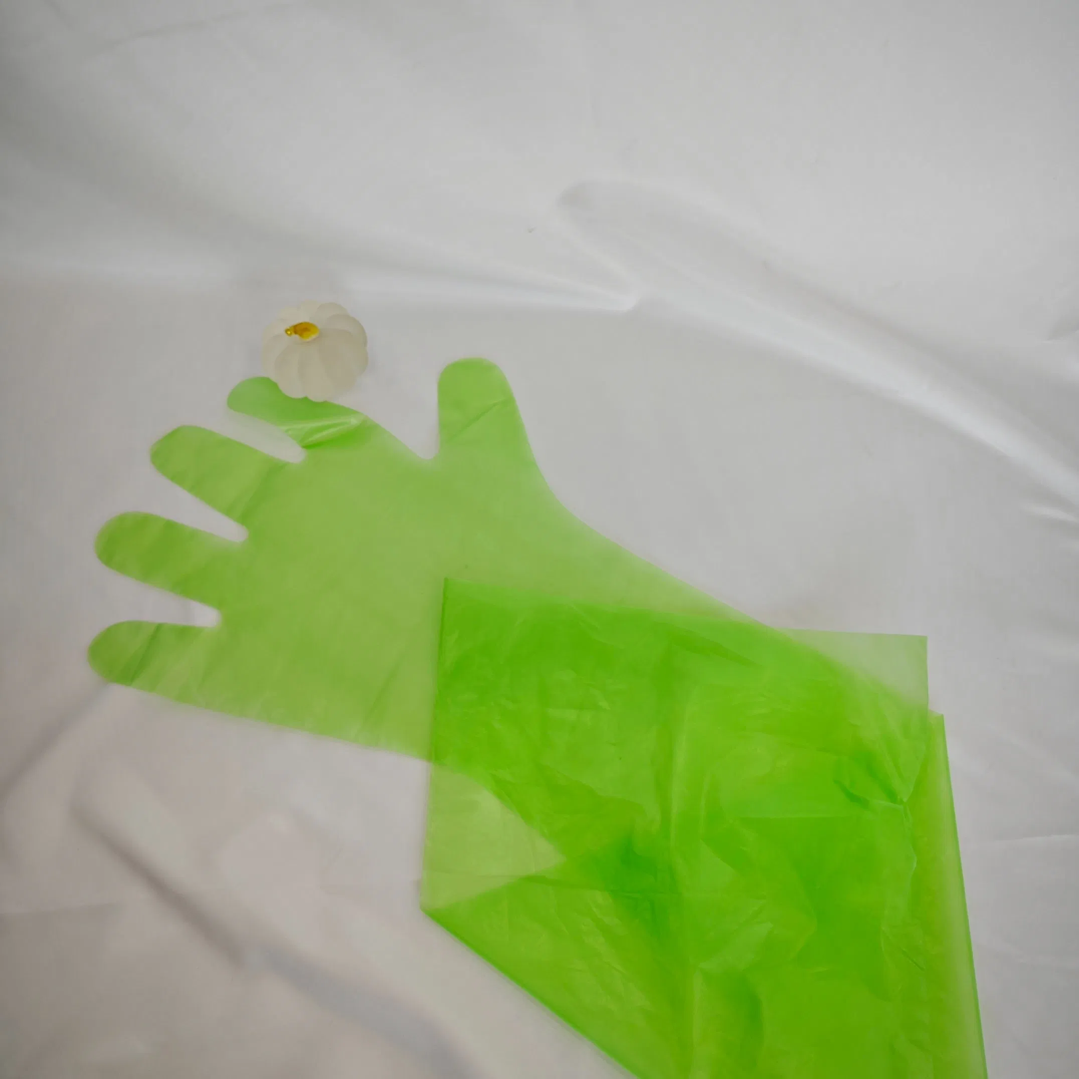 Custom Length Biodegradable Green Color Plastic PE PVC Single Use Industrial Gloves Catering Food Contact Sterile Disposable Gloves